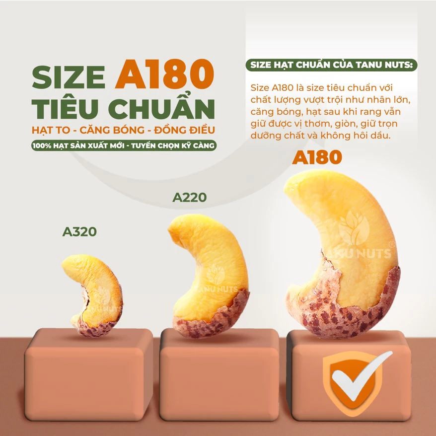 Nhân hạt điều tách vỏ rang muối TANU NUTS, hạt ngũ cốc dinh dưỡng
